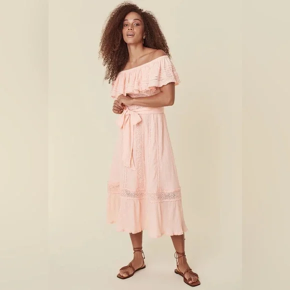 Free People X SPELL Cassie Lace gown in Petal Size XL - Picture 2 of 15